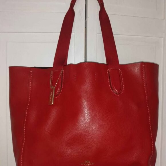 Coach Red Leather Shoulder Bag - Picture 1 of 5